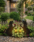 Set 2 Decoratiuni Solare de Gradina, Model Catelus cu Felinar LED si Fluture, din Metal