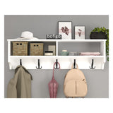 Cuier de perete cu raft 120 cm, cuier hol, 5 carlige metalice rezistente + raft superior pentru caciuli palarii si genti, PAL melaminat 18 mm clasa E1, montaj pe perete, stil modern minimalist scandinav Pin natur - detaliu 9