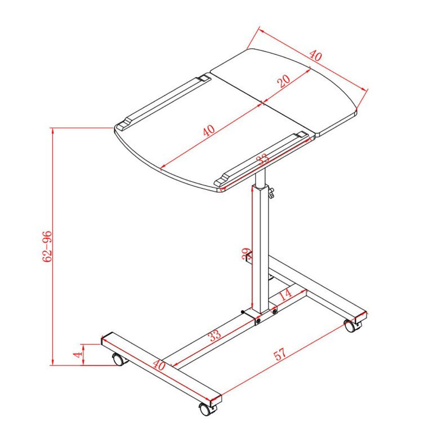 RESIGILAT - Masa pentru laptop, reglabila, cu roti, 60x40cm