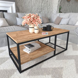 Masuta de cafea Nisa cu raft inferior, masuta living 90 x 42 cm, PAL melaminat 18 mm clasa E1 stabilitate crescuta, design minimalist scandinav, montaj rapid cu accesorii incluse, ideala living sau apartament Pin natur - vedere principala