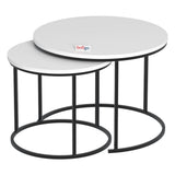 Set 2 masute Hilal Zigon, masute cafea 60 x 50 cm, stil Zigon se imping una sub alta, picioare metalice + blat PAL melaminat 18 mm clasa E1, perfecte living birou sau apartament mic, stil modern scandinav Alb - detaliu 6
