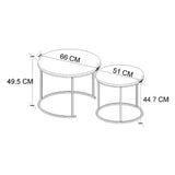 Set 2 masute Hilal Zigon, masute cafea 60 x 50 cm, stil Zigon se imping una sub alta, picioare metalice + blat PAL melaminat 18 mm clasa E1, perfecte living birou sau apartament mic, stil modern scandinav Alb - detaliu 7