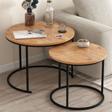 Set 2 masute Hilal Zigon, masute cafea 60 x 50 cm, stil Zigon se imping una sub alta, picioare metalice + blat PAL melaminat 18 mm clasa E1, perfecte living birou sau apartament mic, stil modern scandinav Pin natur - detaliu 2