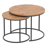 Set 2 masute Hilal Zigon, masute cafea 60 x 50 cm, stil Zigon se imping una sub alta, picioare metalice + blat PAL melaminat 18 mm clasa E1, perfecte living birou sau apartament mic, stil modern scandinav Pin natur - detaliu 6