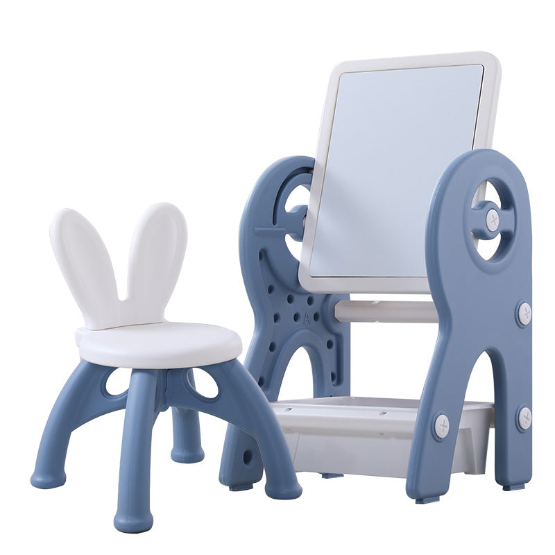 RESIGILAT - Set masa si scaun pentru copii, interactiva 2 in 1 cu tabla de scris si masa lego, cu 2 carioci si jucarii lego incluse