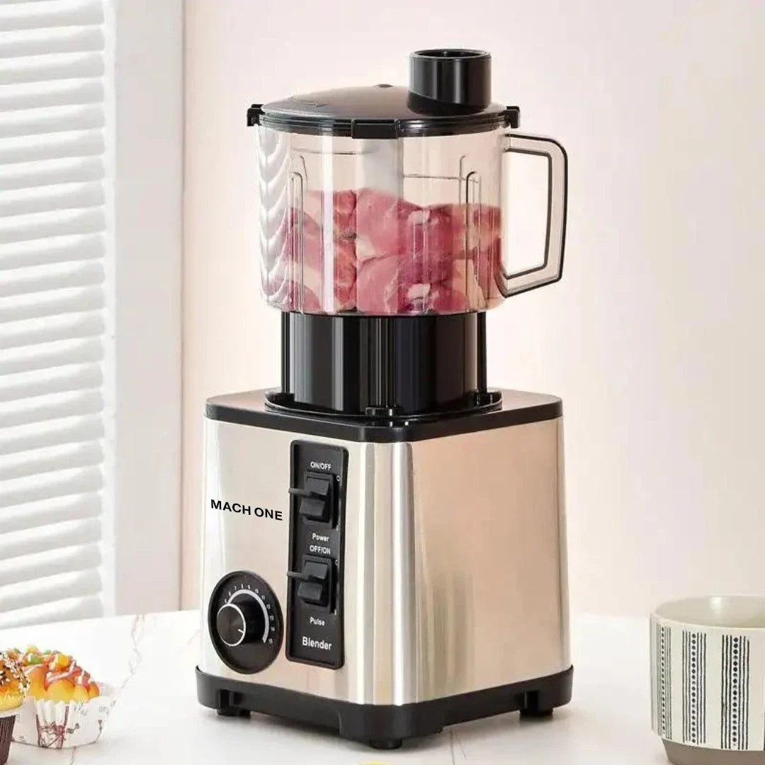 Robot de Bucatarie Multifunctional 6-în-1 Mach One BF-5052 – 3 Recipiente, Motor 9500W, 15 Trepte de Viteză, Blender + Tocator + Razatoare