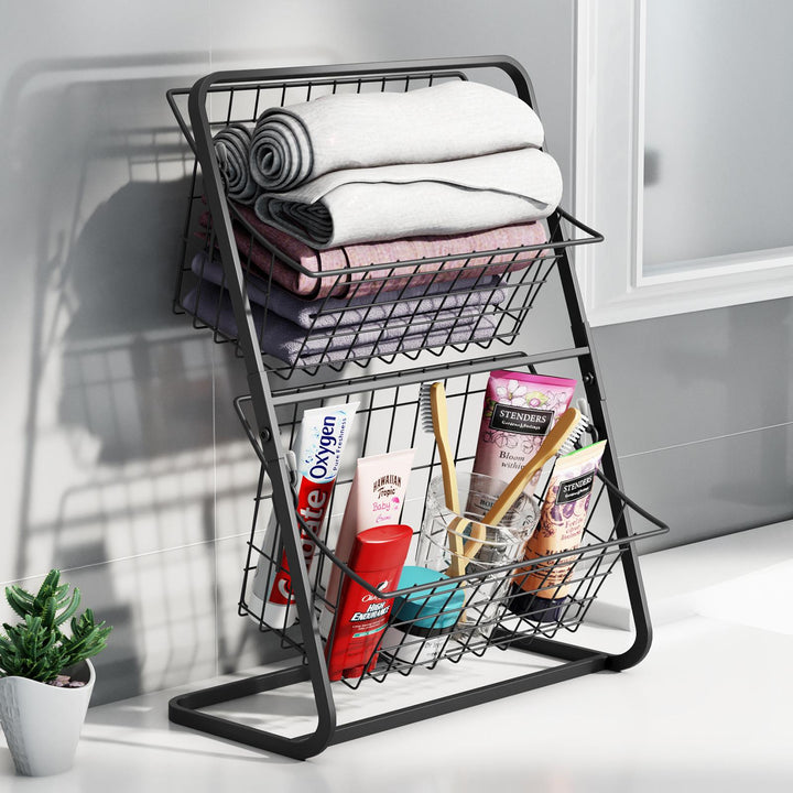 Organizator metalic cu 2 coșuri – pentru bucătărie sau baie