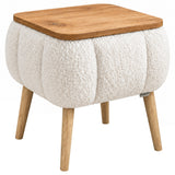 LINA Noptiera cu Spatiu Depozitare Tapitata Boucle Alb 45x35x45 cm Design Scandinav - detaliu produs