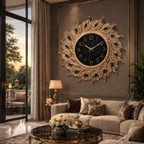 RESIGILAT - Ceas de perete decorativ 70 cm model pene de paun design elegant premium silentios
