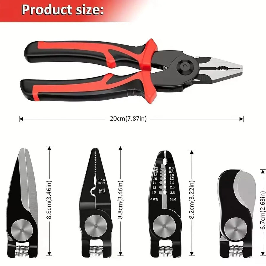 Clește multifuncțional 5 în 1 cu capete interschimbabile, Patent, Taietor Cablu, Dezizolator, Cleste Sertizare, Foarfeca de tabla, cap interschimbabil, maner ergonomic, izolat electric