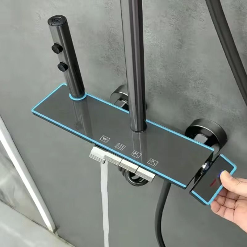 Coloana Dus Smart cu Lumini LED, Afisaj LED, Control Termostatic, 4 Moduri de Pulverizare, Rotatie 360°, Para Dus si Robinet Ascuns, Fara Conectare Electrica