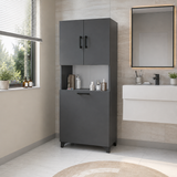 RESIGILAT - Dulap multifunctional pentru baie sau bucatarie, cu spatiu pentru cos de rufe, 60 x 33,8 x 153,6 cm