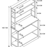 Raft bucatarie Panama cu rafturi deschise si inchise, 80 x 170 cm, suport dedicat microunde si accesorii mari, cadru metalic rezistent + PAL melaminat 18 mm, stil industrial modern pentru bucatarie sau camara Alb - detaliu 2