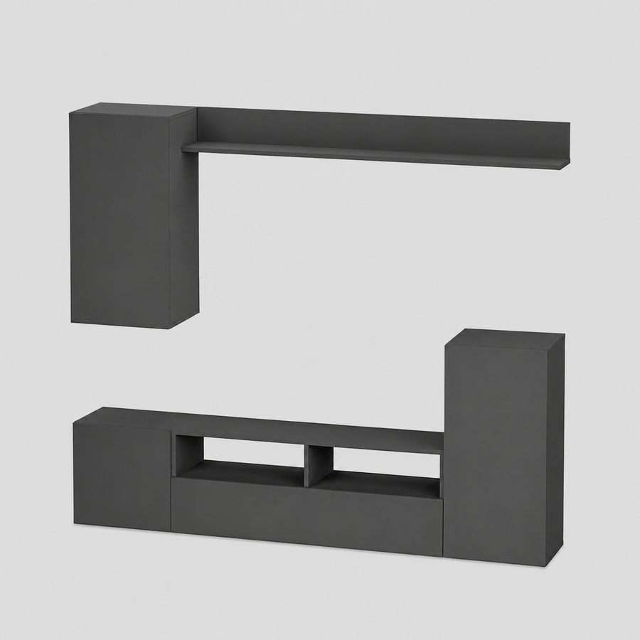 Comoda TV 210x38x90,4 cm, cu dulap suspendat, pentru living