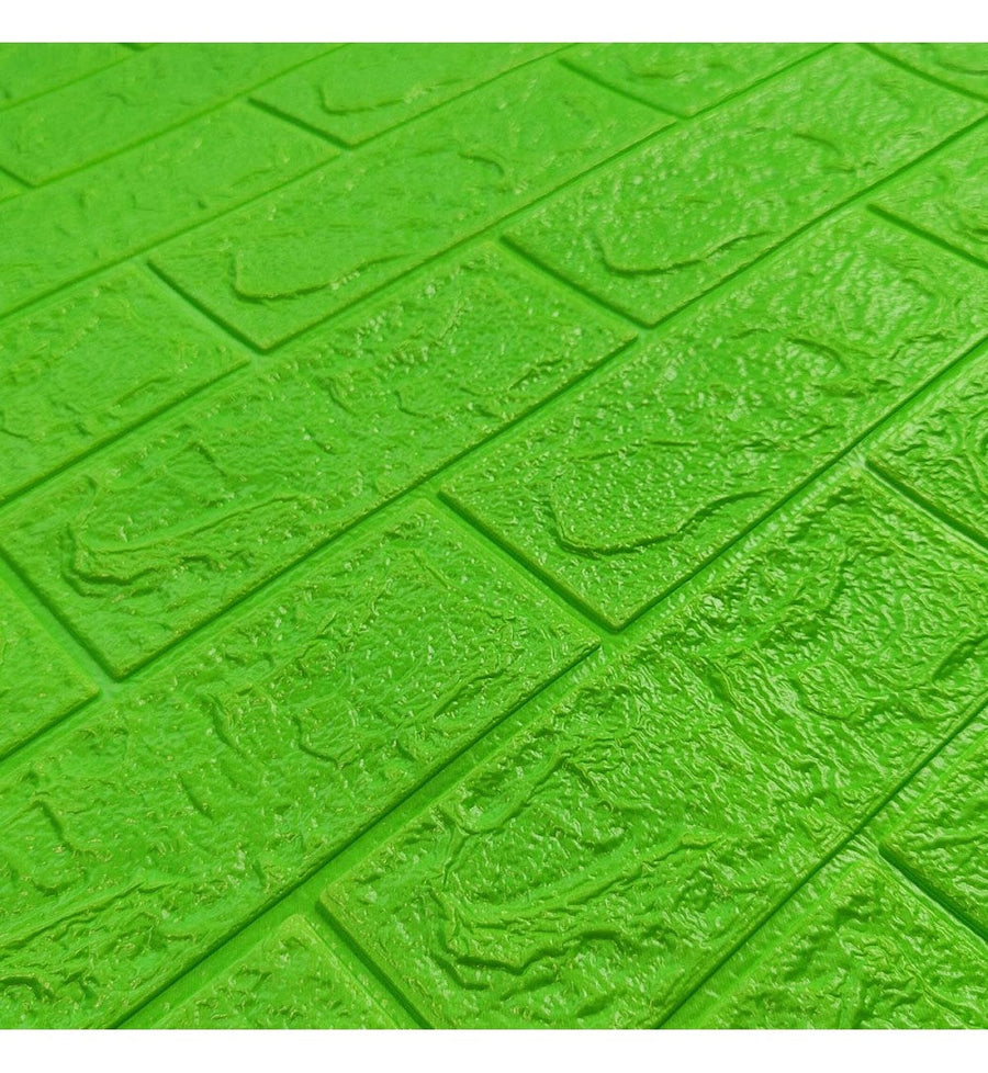 Tapet 3D caramida Verde lime auto-adeziv pentru interior, 70 x 77 cm