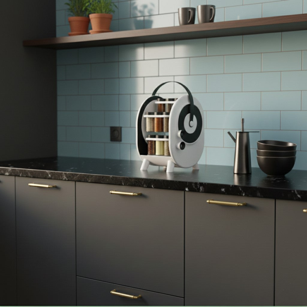 Suport Rotativ portabil pentru Condimente cu 18 Borcane