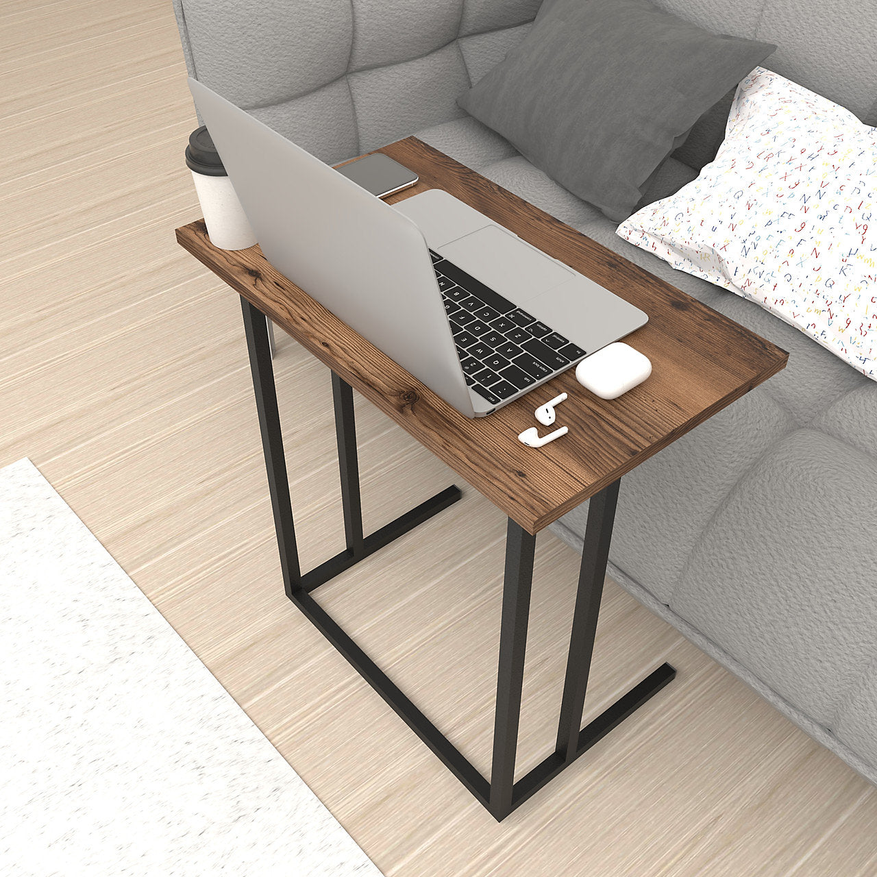 Măsuță multifuncțională din PAL 18 mm, stil scandinav, 44 x 30 cm, inalțime totală 64 cm