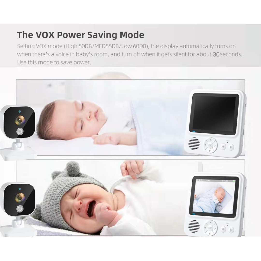 Monitor video wireless pentru bebelusi cu ecran IPS 2.8