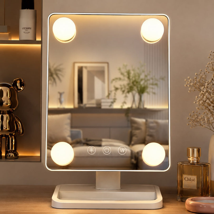 Oglinda de Toaleta cu 4 Lumini LED Control Tactil 3 Culori Lumina Alb 30x18cm - detaliu produs