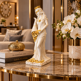 Statuetă Decorativă Premium „Zeița Abundenței”, Alb-Auriu, din Rășină Finisată – 29 × 10 × 10 cm - detaliu produs