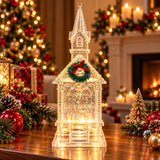 Decorațiune Biserică Transparentă cu LED și Sclipici Mișcător – 30 cm - imagine principala