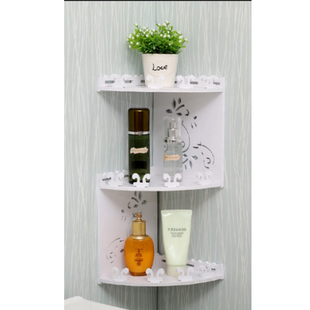 Etajera cu 3 rafturi pentru baie, PVC, culoare Alb, 44.5 x 20 cm