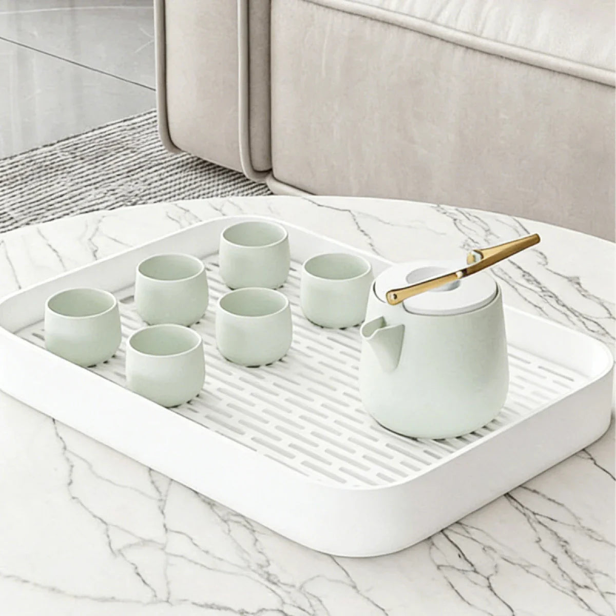 Suport cu 2 nivele pentru scurgerea paharelor, cadru metalic, 36.5 x 25.5 x 29 cm, alb