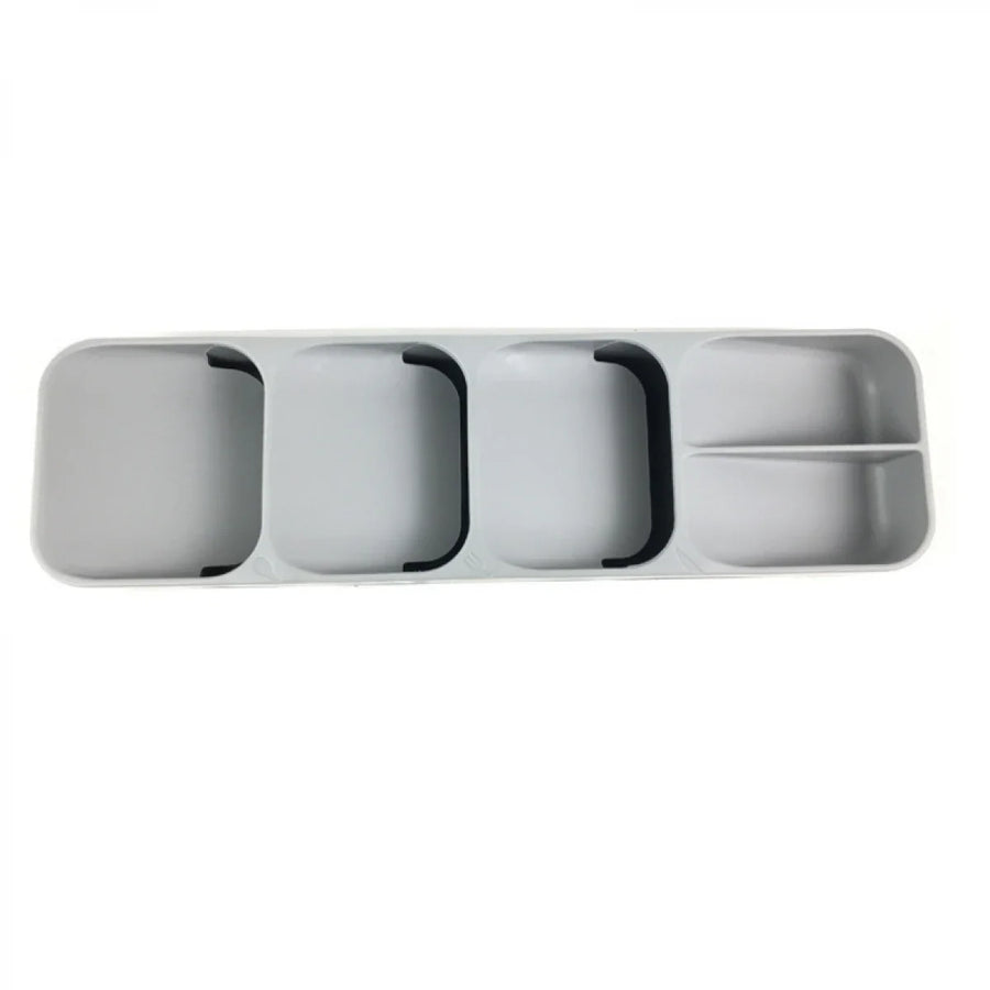 Organizator pentru tacamuri, 5 compartimente, 39.8 cm, Alb