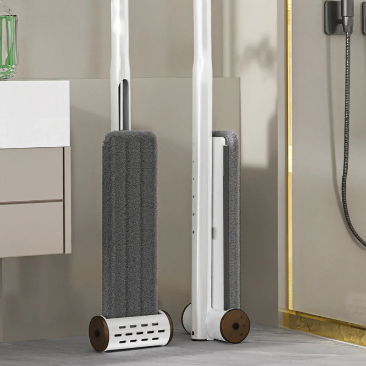 Set mop rotativ cu 2 lavete microfibra si lighean pliabil de 8 L