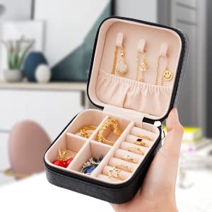 Cutie organizatoare cu fermoar pentru bijuterii 10x10x5cm