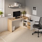 RESIGILAT - Birou modern 139x51x75 cm, cu corp de depozitare 92x40x53 cm, pentru birou, office sau home office
