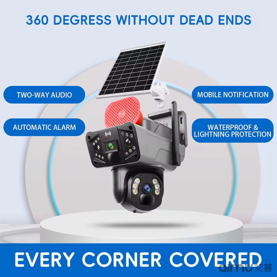 Camera de supraveghere solara 5G, 360° , Dual Lens 4MP/8MP, Night Vision, Audio bidirectional