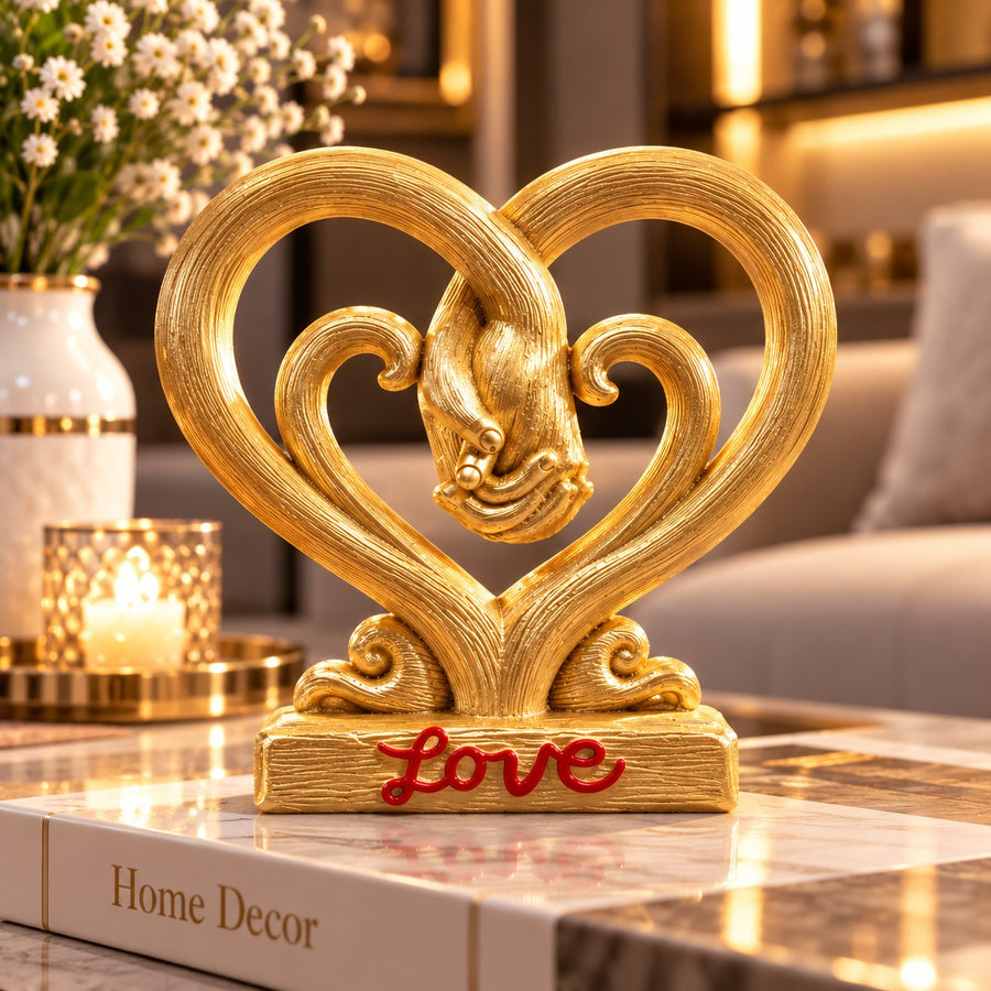 Statuetă Decorativă Inimă „Love”, Rășină Finisată – 12 × 6 × 3,5 cm - detaliu produs