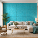 Tapet decorativ 3D turcoaz cu model floral – 70 × 70 cm - detaliu produs