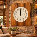Ceas de Perete Decorativ 37 × 34 cm, Aspect de Lemn Natural, Design Modern și Elegant, Mecanism Silențios