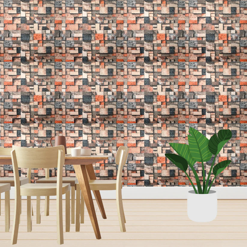 Tapet Autoadeziv 3D Mozaic Multicolor 70x77 cm Design Modern Usor de Montat - detaliu produs