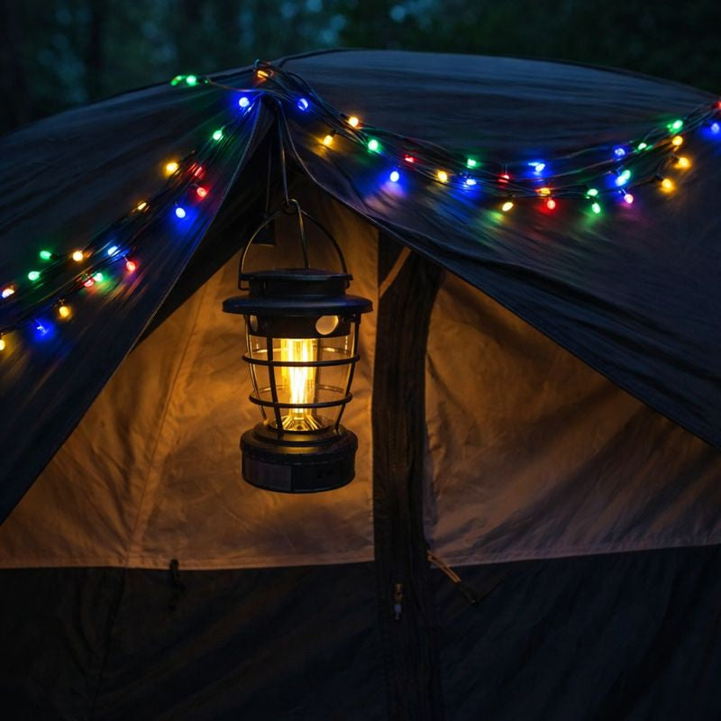 Felinar de gradina cu incarcare solara, senzor de miscare + sir cu lumini led 10M integrat