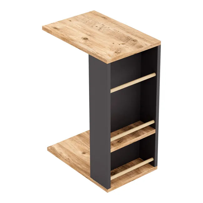 Masuta laterala cu 2 rafturi, 44 x 30 x 57 cm, design compact, stil modern scandinav