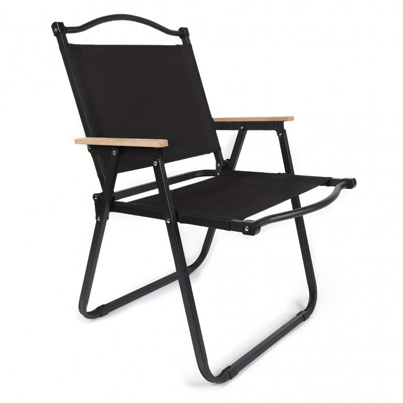 Scaun metalic plabil pentru gradina, camping sau plaja, 54x59x76 cm, negru