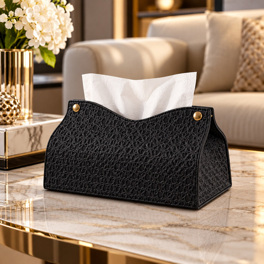 Suport Servetele Dreptunghiular din Piele PU Alb Modern 20x15x1.5 cm Cutie Servetele Masa - detaliu produs