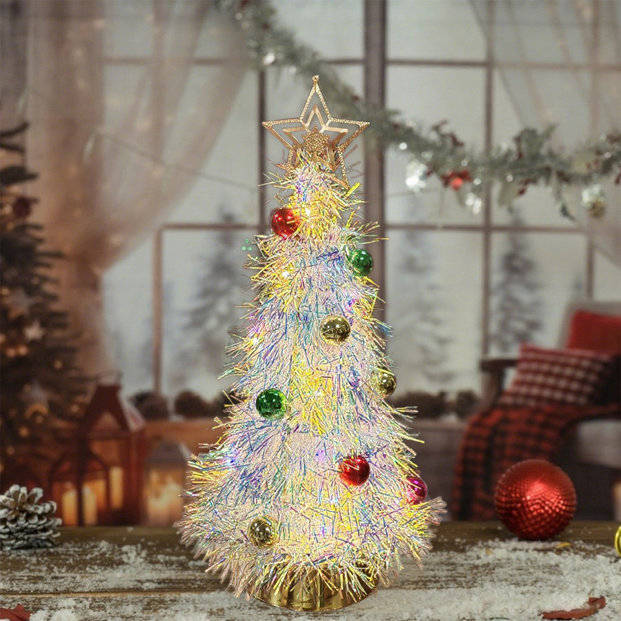 Mini Brad Craciun Decorativ Artificial 60cm cu Ornamente si Lumini LED - imagine principala