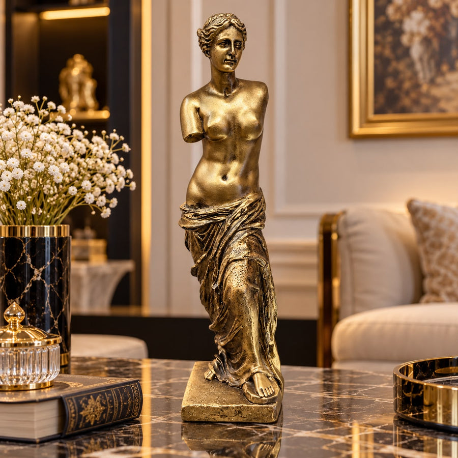 Statuetă Decorativă Venus din Milo, Stil Clasic Greco-Roman, Rășină, Finisaj Auriu Antichizat – 27 cm - imagine principala
