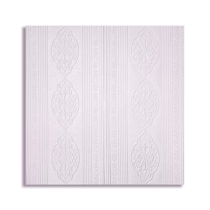 Tapet Elegant Alb cu Ornamente Baroce 3D Textura Gofrata 70x70cm - detaliu produs