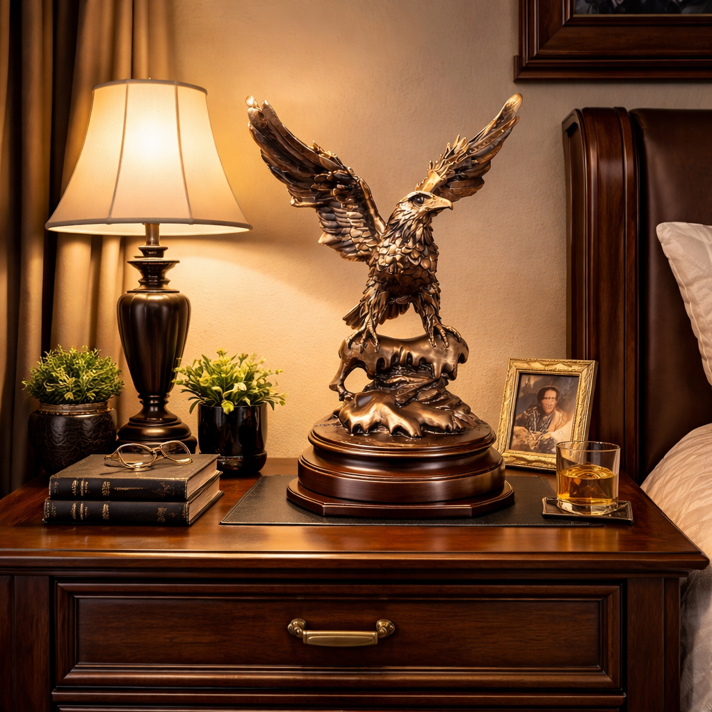 Statueta decorativa Vultur – finisaj auriu bronzat 19 x13 x24.5 cm