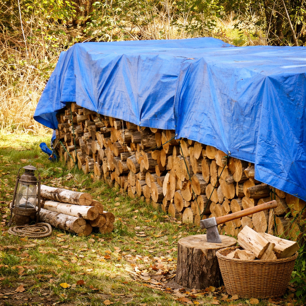 Prelata impermeabila cu inele, 150gr/m2, albastru