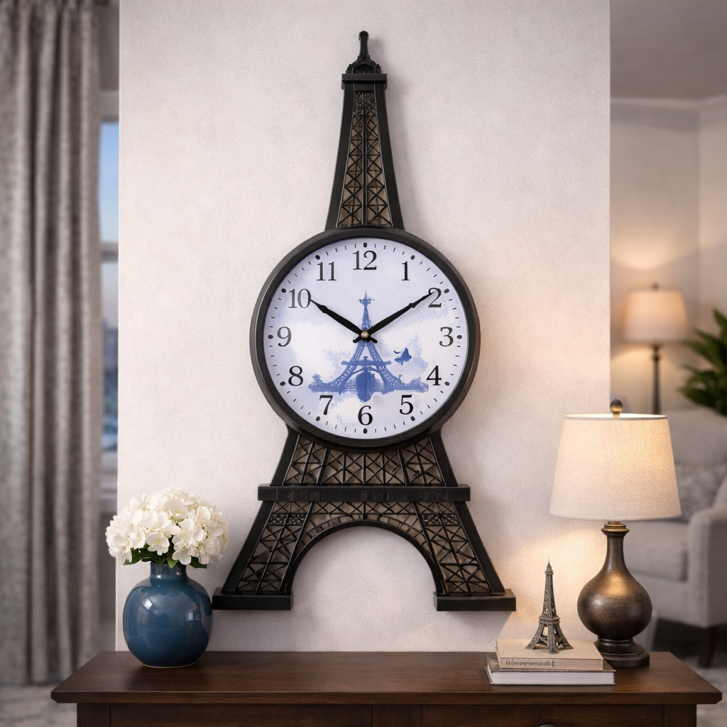 Ceas de perete Turnul Eiffel 70 cm decor modern pentru living si birou