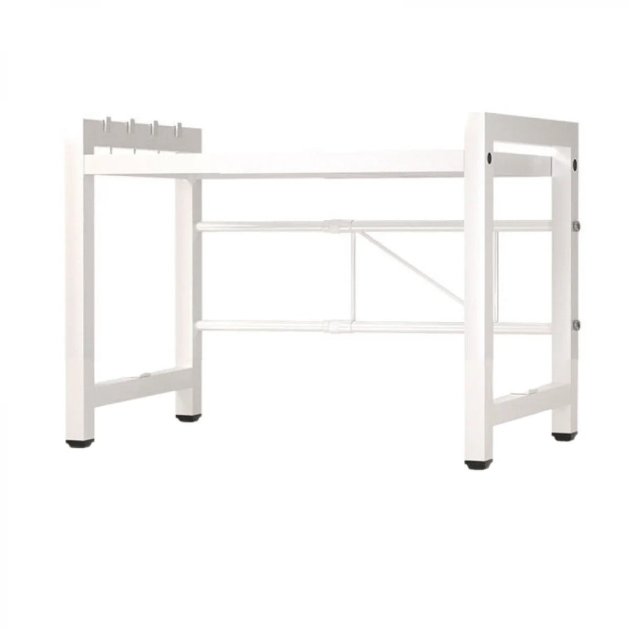 Raft metalic cuptor cu microunde, negru, etajera ajustabila, organizator bucatarie, 40-60 x 36.5 x 45 cm