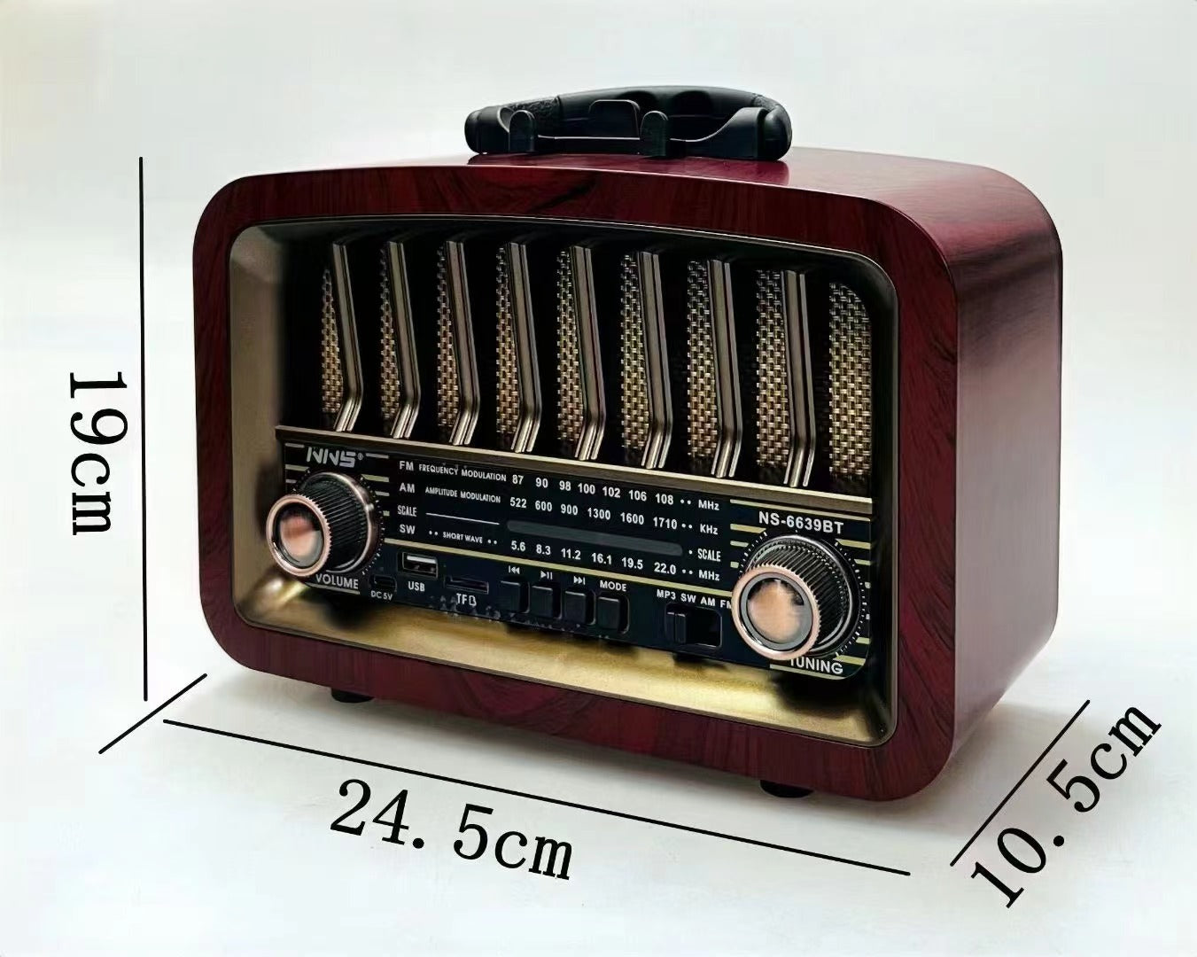 Radio Clasic Vintage NNS NS-6639BT cu Bluetooth, MP3, USB și