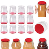 Set 8 Protectii Picioare Masa si Scaun Silicon Rotund 3-4cm Transparent/Rosu - detaliu produs