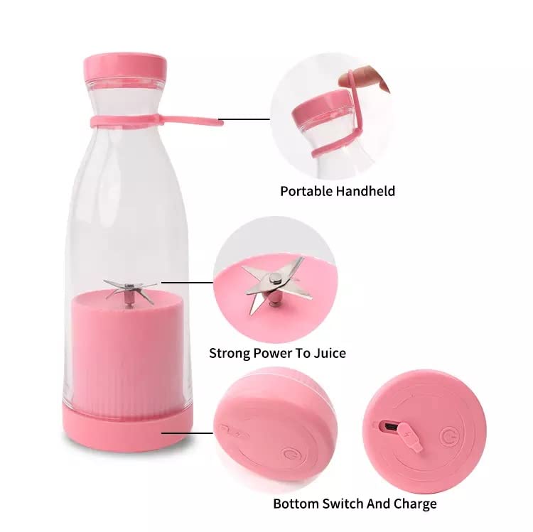 Mini Blender portabil - Smoothie & Shake, incarcare usb 6 Lame otel Inoxidabil,  380 ml